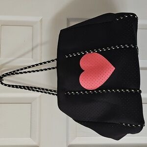 Black and Pink Heart Tote Bag